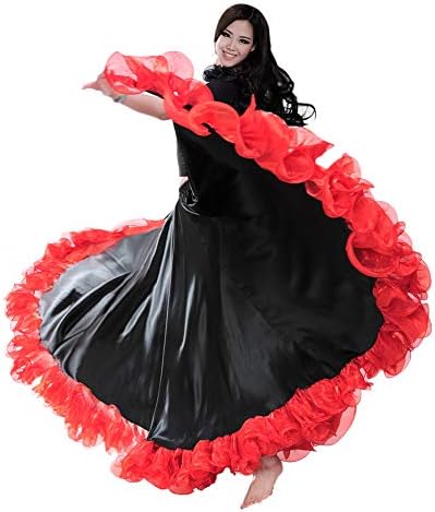Royal Smeela trbušnjačka plesna suknja za žene trbušni ples kostim Flamenco Maxi puni plemenje ATS 25 dvorišnih suknji 720 stepeni satena