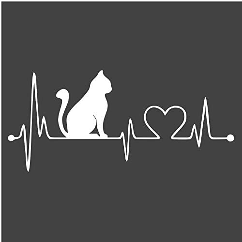 JMM Industries Cat Heart Heartbeat Vinil naljepnica za naljepnicu Automobili Bumper Premium kvalitet UV otporni na rezanje