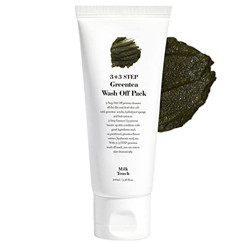 MILKTOUCH 3+3 Korak paket za pranje zelenog čaja-maska za uklanjanje mitesera za piling, pore za dubinsko čišćenje, pročišćavanje lica i minimiziranje pora za njegu kože 3.38 fl.oz.