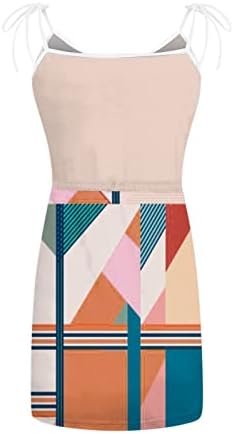 Ljetne haljine za žene 2023 rukavac bez rukava V-izrez struk na plaži na plaži Casual kaiš mini haljina s džepovima