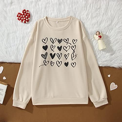 Ženska dukserica za srce Valentinovo voli grafičku majicu dugih rukava majica za blube za pulover Lagani vrhovi