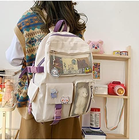 CM C & M Wodro Kawaii ruksak za djevojke Žene sa PIN medvjedićim dodacima Slatka kolekcionarska ruksaka za laptop