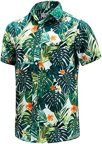 ENVMENST Hawaiian Shirt for Men kratki rukav plaža štampana ljeto Button Down Aloha Shirt