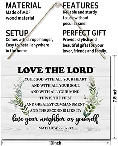 Biblijski stih Ispisano drvo Zidne zid Viseći, kućni zidni dekor ljubav Gospodaru vaš Bog Citiraj Pismo