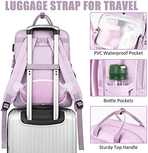 Ruksak za laptop Mancro za žene, 15,6 inčni ruksak s USB priključkom za punjenje, veliki putni ruksaci za žene, fakultet ruksački pokloni ruksake, ljubičaste