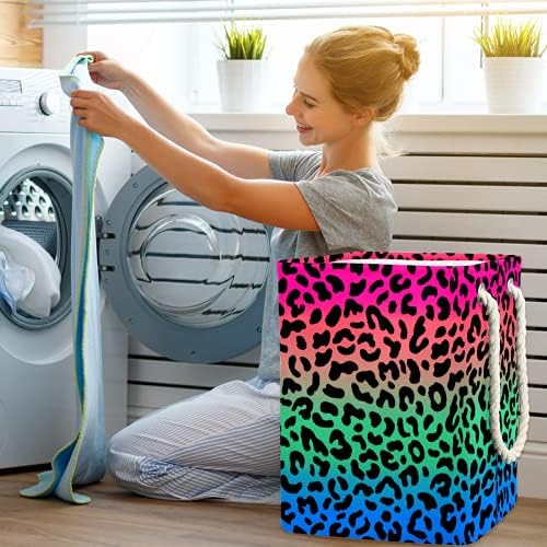 DEYYA vodootporne korpe za veš visoke čvrste sklopive višebojne Leopard Print korpa za odrasle djecu Teen Boys djevojčice u spavaćim sobama kupatilo