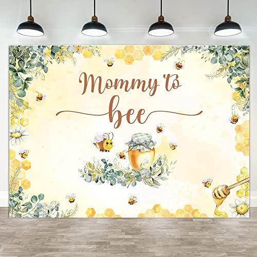 Hilioens 7×5ft mama to Bee Baby tuš pozadina slatka medonosna pčela je na putu pozadina žuto saće Pregance dekoracije za novorođenčad potrepštine Banner