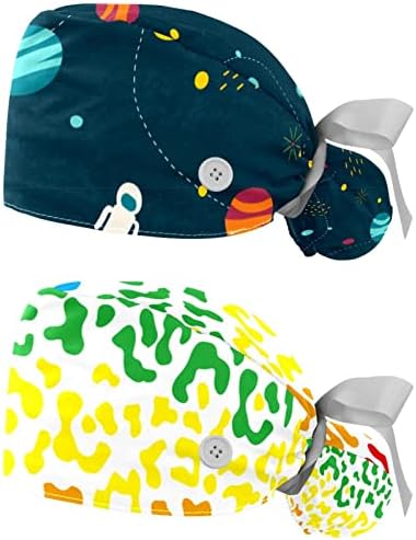 RodailyCay 2 kom. Radna kapa sa gumbom za žene dugačka kosa podesiva elastična zavoja za zavoj na leđima bouffan kape vanjski prostor