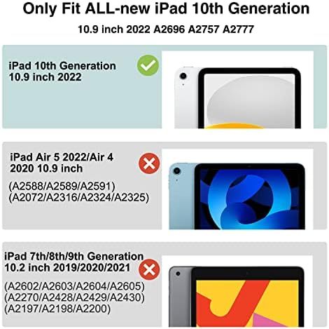 Nowvnvuy iPad 10th Gen vodootporna futrola ugrađena zaštita ekrana, svestrana zaštita iPad 10th 10.9 inčni