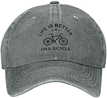 Život je bolji na biciklističkom sloganu kaubojski šeširi uniseks podesive bejzbol kape Deep Heather