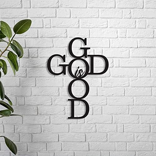 Bog je dobar metalni znak, kršćanski znak, metalni zidni dekor za kućnu kuhinju kava baromina bar, moderna seoska kuća Decor Housewarminging poklon, personalizirani metalni znak 14 18 24