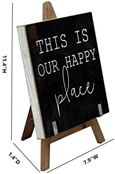 Parisloft Ovo je naše srećno mjesto Drveni a-okvir Samostojeći kućni dekor, Farmhouse Wood znakovi | Vintage dekor za tablice, dekor vjenčanja, stoga, kuću i kuhinju