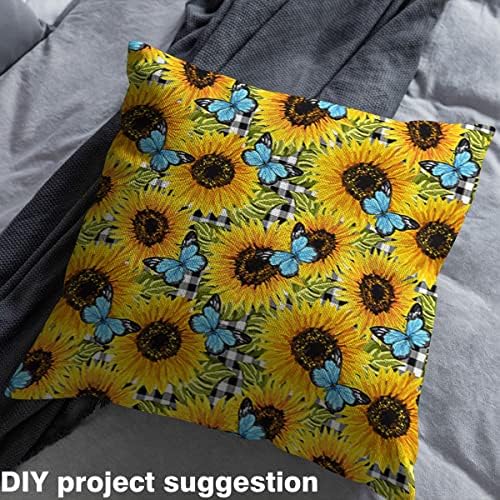 Suncokretova tkanina za djevojčice pored dvorišta, plava tkanina za presvlake za stolice, djevojačko žuta cvjetna dekorativna tkanina, biljna i tematska unutrašnja Vanjska tkanina, estetska apstraktna vodootporna tkanina 5 metara