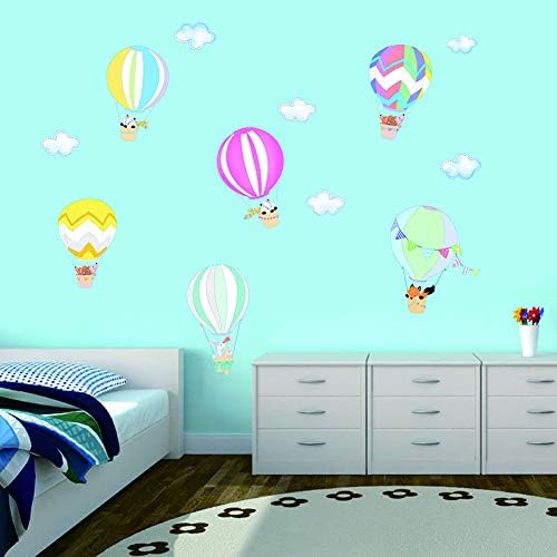 Crtani balon sa toplim vazduhom slatke zečje zidne naljepnice naljepnice,šarene crtane uklonjive zidne naljepnice,