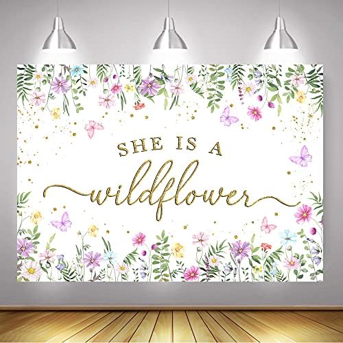 Mocsicka Wildflower Baby Shower pozadina akvarel cvjetna pozadina ona je Wildflowers Baby Shower Party Dekoracije torta Tabela Banner Photo Studio rekvizite )