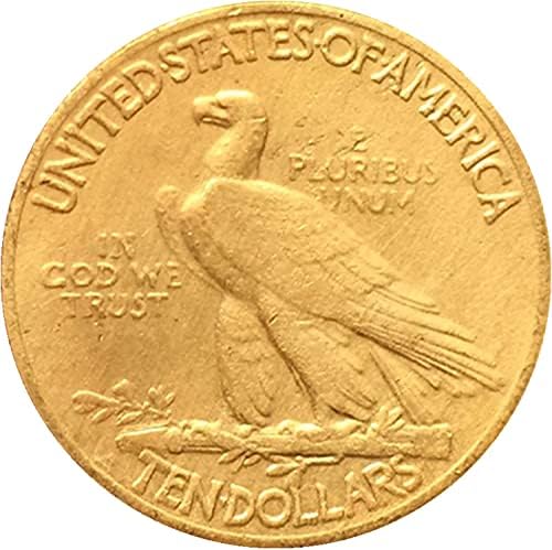 1907 Notička liberty indijska glava, desetak dolara kovanica, sjajni američki prigodni stari novčići, američki