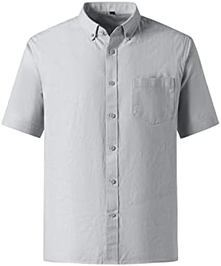 Maxjon Muška ležerna gumba niz majicu kratkih rukava pamučne posteljine za muškarce ljetne majice na plaži