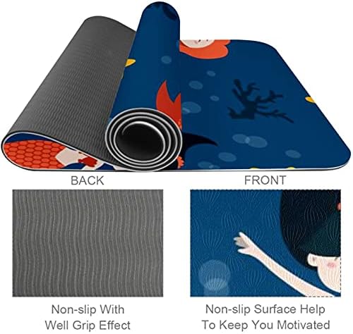 6mm Extra Thick Yoga Mat, Mermaid Print Eco-Friendly TPE vježbe Mats Pilates Mat sa za jogu, trening, Core