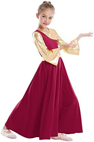 Ibakom pohvale plesne haljine za djevojku metalik zlatna liturgijska lirska plesna odjeća Crkveni bogoslužni