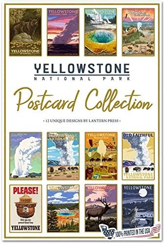 Lantern Press Yellowstone National Park-razglednica Set 12 različitih originalnih ruku Illustrated razglednice