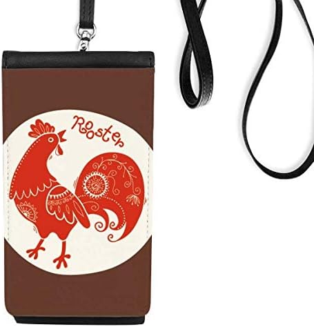 Godina pijetaonog životinja Kina Zodijac Crveni telefon novčanik torbica Viseća mobilna torbica Crni džep