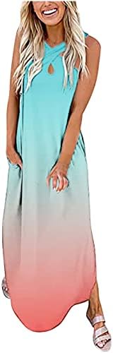 Ženski ležerni Široki sarafan 2023 duga haljina ukrštene maksi haljine bez rukava ljetna haljina na plaži