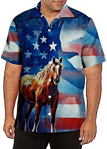 Ljetne muške košulje muška košulja ljetni 3D Print Dan nezavisnosti američka zastava ležerni kratki rukav