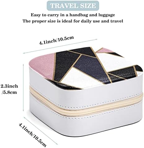Mini Travel prijenosni nakit slučaj za prsten, privjesak, naušnica, ogrlica Organizator kutija, rođendanski pokloni Pink bijela crna geometrijski poligon mozaik
