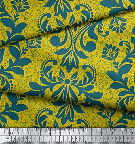 Soimoi žuta pamučna Kambrična tkanina vektorski dizajn Damast Print Fabric by the Yard 58 inch Wide