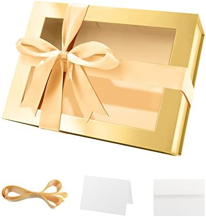 PACKQUEEN Poklon kutija sa prozorom, 9x6, 5x3, 8 inča, Crna Poklon kutija za poklon sadrži traku, čestitku,