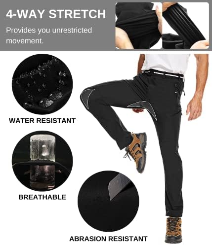 Natuvenix planinarske pantalone za muškarce, brzo suhe putne hlače muškarci za rastezanje radne hlače lagane vanjske hlače otporne na vodu
