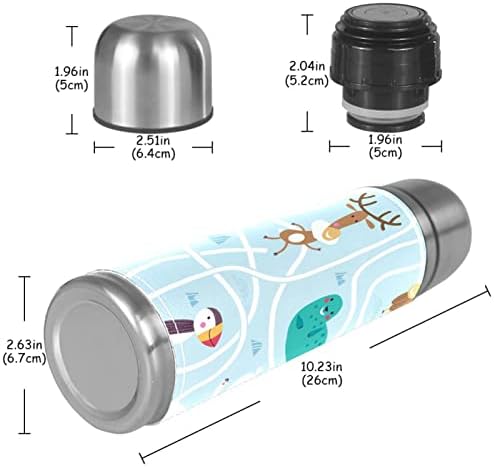17 oz vakuum izolirane boce od nehrđajućeg čelika Sportska kavana Putna krigla boca od prave kože omotana BPA besplatno, mali medvjed