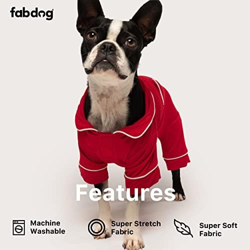 FabDog Crvena modalna set za odrasle - meka, šarene pidžame za odrasle - topla, zimska odjeća za vlasnike kućnih ljubimaca - ručno izrađene, mašine za pranje - dostupan u S / M, L / XL
