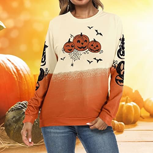 Floyu Womens To je jesen y'all dukserište za izbjeljivanje padina laganog pulover Halloween bundeve grafička majica dugih rukava