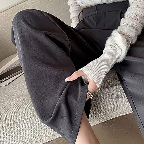 Thega bez napora prilagođene široke pantalone za noge, ženska masna gumba sa širokim nogama niz ravno dugih pantalona