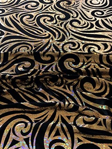 Trostruka tekstilna Swirl hologramska folija za dizajn zmija na poliesterskoj spandex baršunastoj tkanini pored dvorišta ili vijka, 60 inča