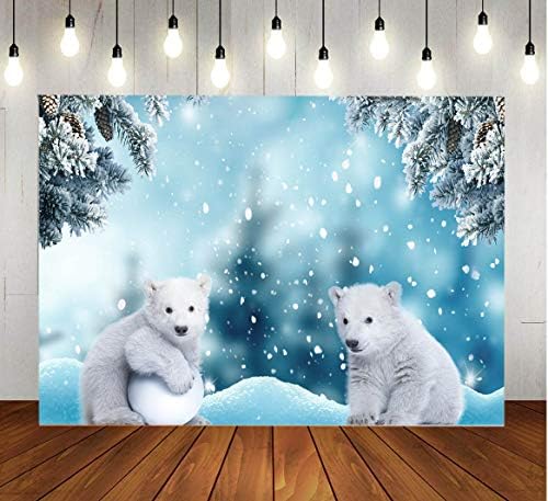 Zimski bijeli Polarni medvjed fotografija pozadina ledeni snijeg Božić 5x3ft Baby tuš djeca Rođendanska zabava pozadina pahuljica šuma Božićna dekoracija Banner Photo pozadine Studio štand rekviziti