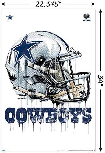 Trendovi Međunarodni NFL Dallas Cowboys-Drip kaciga 20 zidni Poster, 22.375 x 34, Poster & Mount Bundle