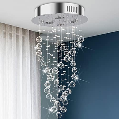 Luksuzna Kristalna plafonska lampa, Moderan Spiralni Raindrop kristalni luster 4-Lights Flush Mount lampa