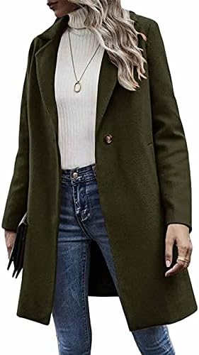 Cokuera Womens Modni temperamentna jakna kauzalna puna boja vunene vunene kaput s jednim dugmetom sa džepom