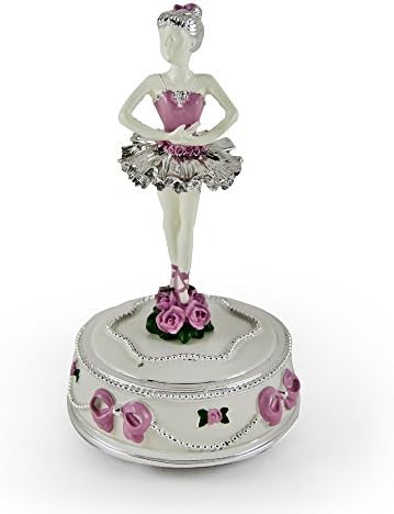 MusicBoxattic Inspiring srebro s ružičastim naglaskom ruža i vrpce animirane balerinske figurine