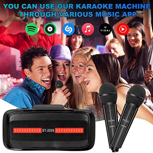 Karaoke mašina za odrasle i djecu sa 2 bežična mikrofona, Prijenosni Bluetooth podešavanje mikrofona za