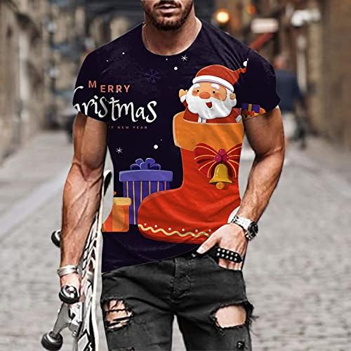 Xiloccer Muškarci Jesen Zimski casual s kratkim rukavima Božićni 3D tiskani T majice Modna TOP bluza Majica