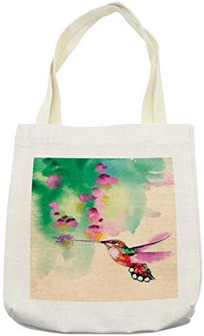 Ambesonne Hummingbird Tote Bag, Art with Colibri Bird and Flowers Romantic Springtime Tropics tema prirode,