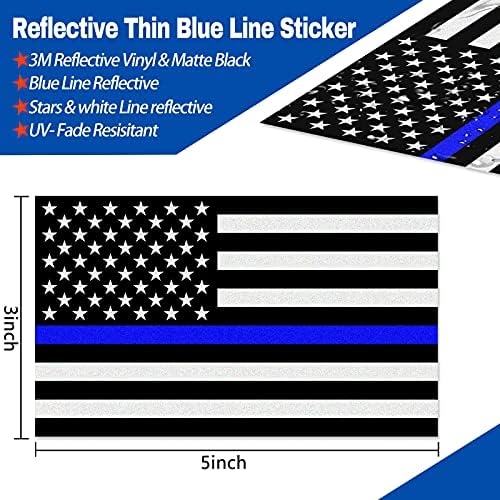 Reflektirajući američki decel za zastavu s tankom plavom linijom za automobile i kamione, 5 x 3 inčni američki
