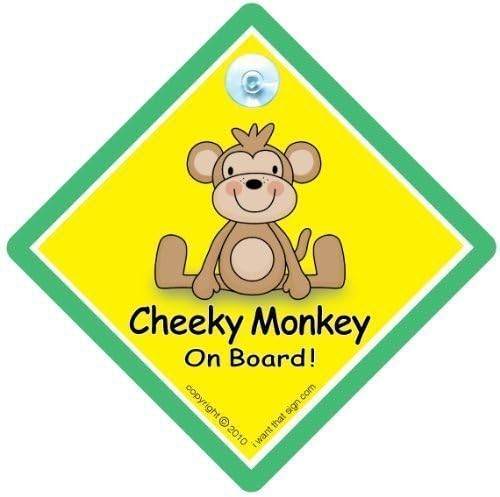 Baby Iwanthatsign.com Cheeky majmun na brodu, Cheeky Monkey, Cheeky Monkey Auto set za auto, dječji nabor, naljepnica, naljepnica odbojnika, dječji znak