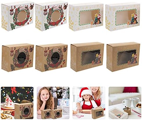 HEMOTON Kraft Poklon kutija 8kom Božićne kutije za kolačiće Kraft papir poklon kutije Pekare Cupcake kutije