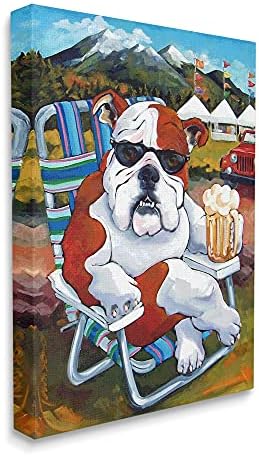 Stupell Industries Buldog pivo pivo Planide Pet Dog Festival Scena, Dizajn Cr Townsend Platno Zidno Art,