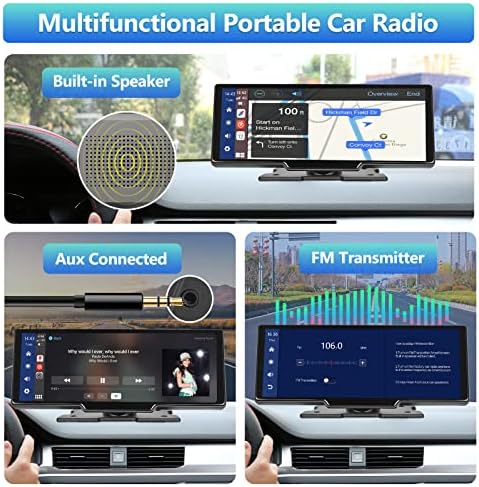 Pomofo prijenosni automobil stereo radio sa bežičnim Apple Carplay Android autom sa 2,5k crtica, 9,3 inčni