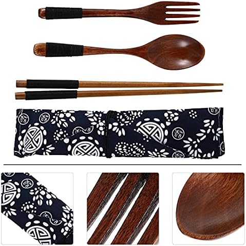 Prijenosni pribor set drveni štapići kašika za pribor za pribor za jelo Postavite japanski štapići za kuhanje